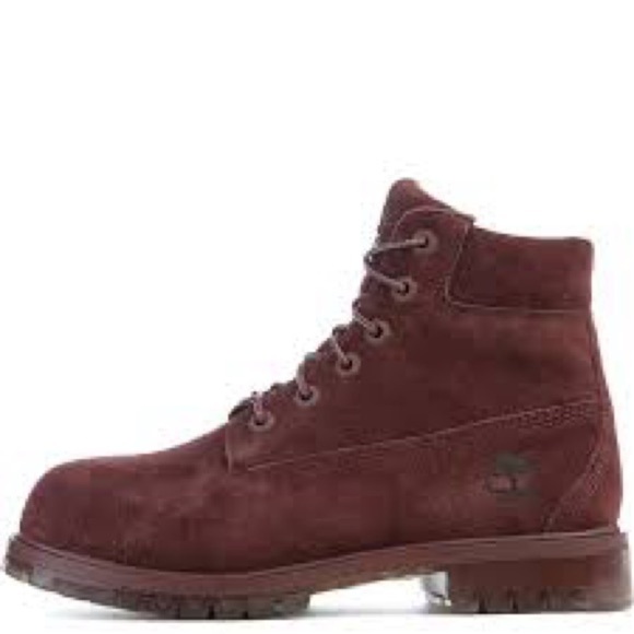 Timberland maroon red suede lace up boots girls size 7 youth casual punk - Picture 1 of 9